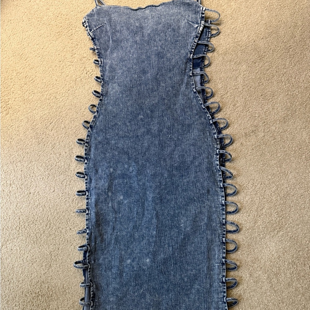Fashion Nova Blue Denim Midi Dress